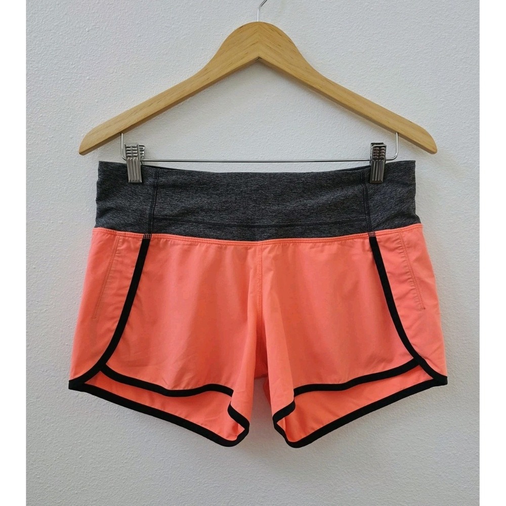 Lululemon Run Times Shorts Women's Size 6 Coral Orange 4" Zip Pocket